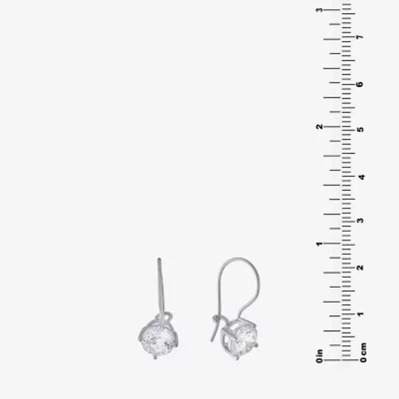 Silver Treasures Womens Cubic Zirconia Sterling Silver Round Drop Earrings