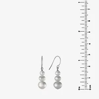 Silver Treasures Womens White Simulated Pearl Sterling Silver Drop Earrings