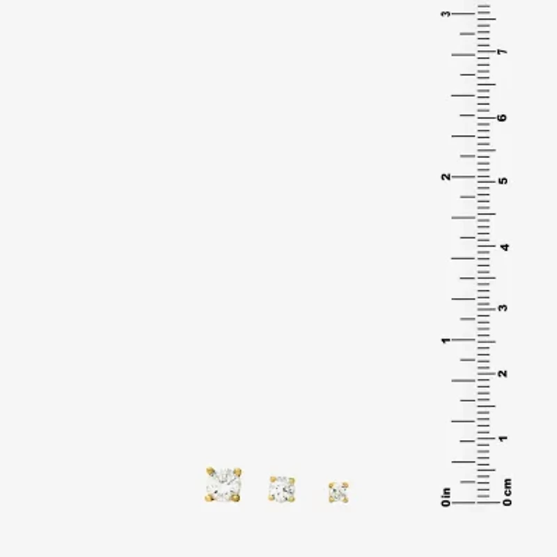 Silver Treasures Womens Cubic Zirconia 14K Gold Over Silver Pair Earring Set