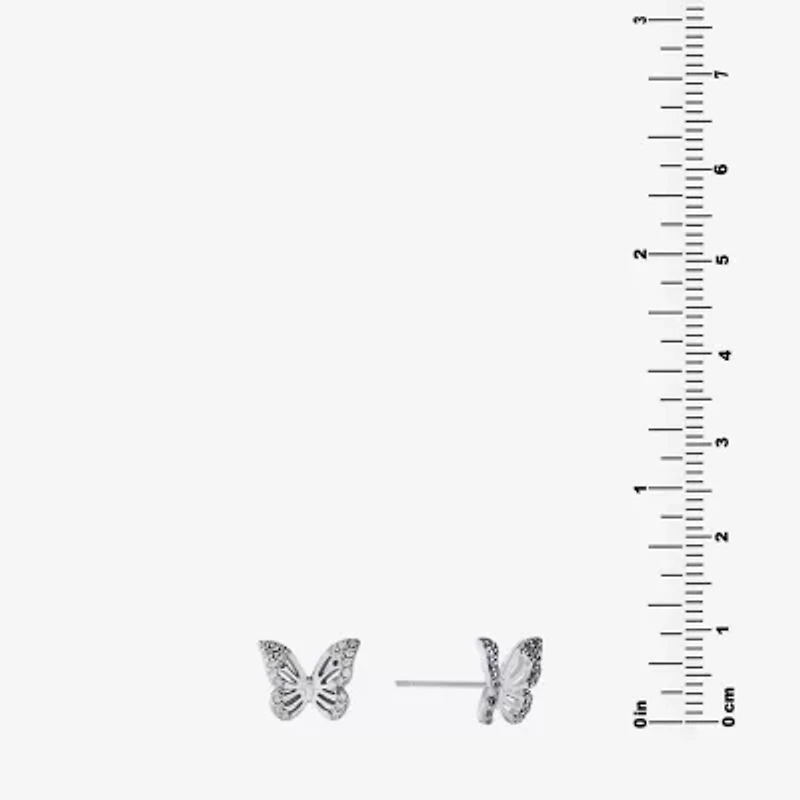 Silver Treasures Cubic Zirconia Sterling Silver 8.3mm Butterfly Stud Earrings