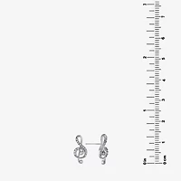 Silver Treasures Music Note Cubic Zirconia Sterling Silver 15.2mm Stud Earrings