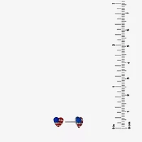 Silver Treasures Multi Color Crystal Sterling Silver 7.1mm Heart Stud Earrings