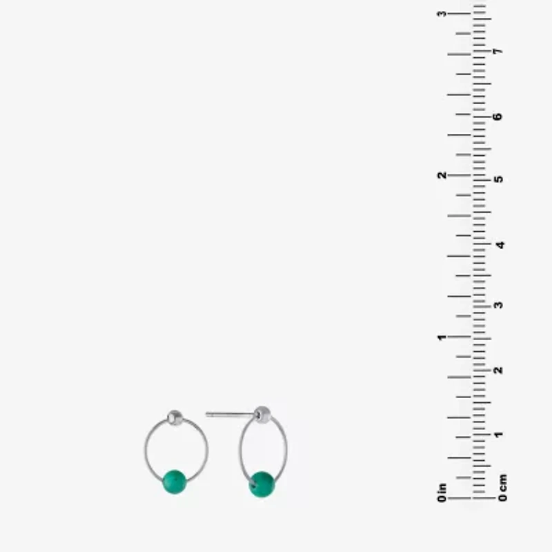 Silver Treasures Enhanced Womens Blue Turquoise Sterling Silver Round Drop Earrings