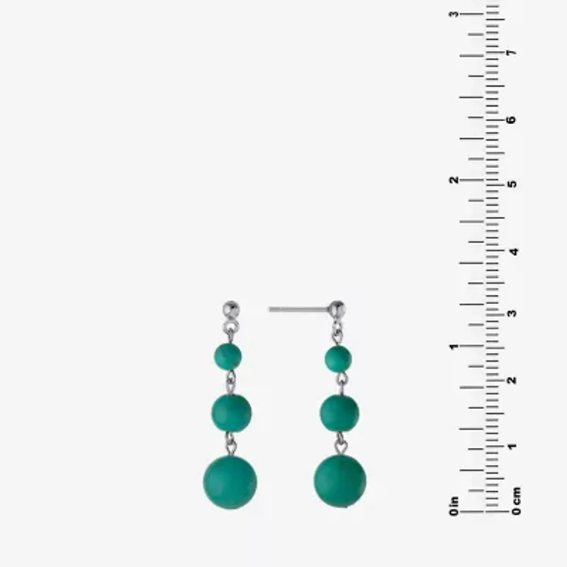 Silver Treasures Enhanced Womens Blue Turquoise Sterling Silver Drop Earrings