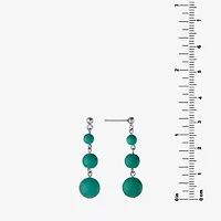Silver Treasures Enhanced Womens Blue Turquoise Sterling Silver Drop Earrings