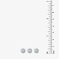 Silver Treasures Womens Cubic Zirconia Sterling Silver Pair Earring Set