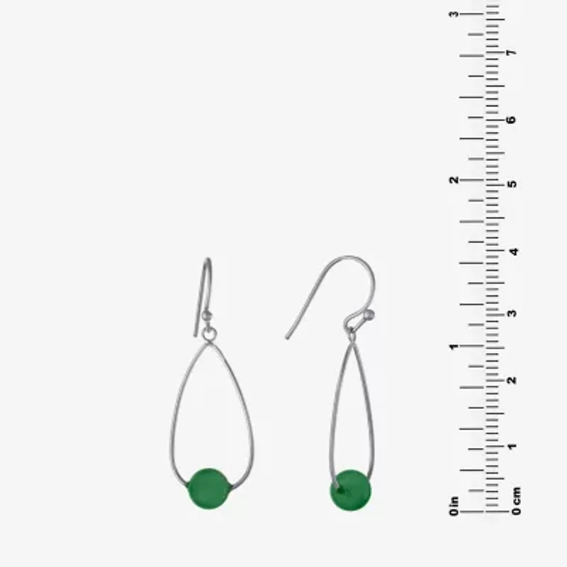 Silver Treasures Womens Green Aventurine Sterling Silver Drop Earrings
