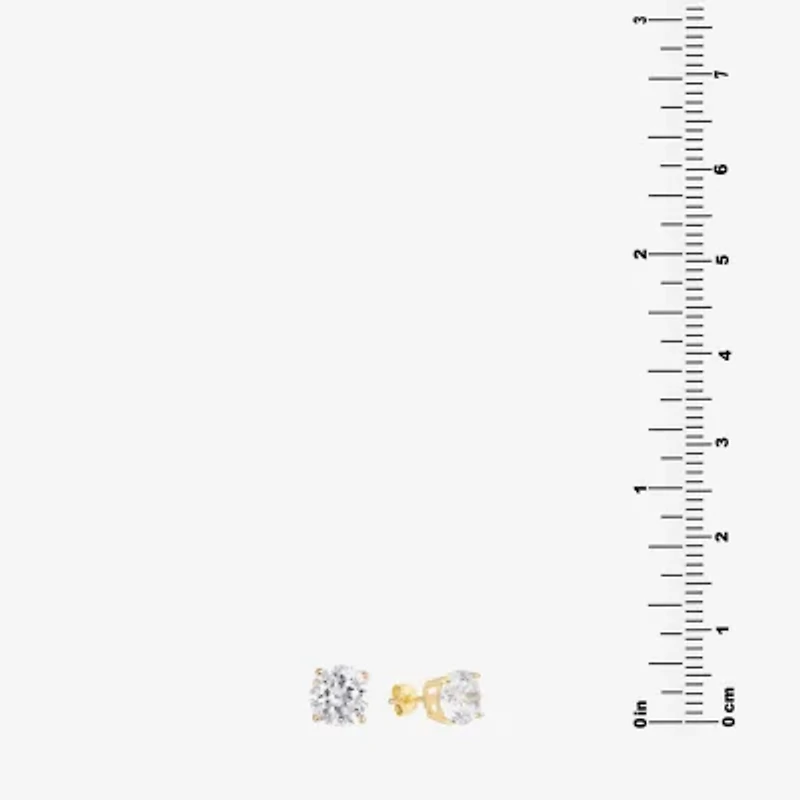 Silver Treasures Cubic Zirconia 14K Gold Over Silver 4.8mm Round Stud Earrings
