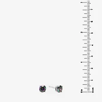 Silver Treasures Multi Color Cubic Zirconia Sterling Silver 4.8mm Round Stud Earrings