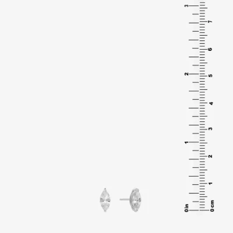 Silver Treasures Cubic Zirconia Sterling Silver 10mm Marquise Stud Earrings
