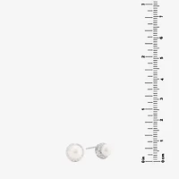 Silver Treasures White Cultured Freshwater Pearl 8.5mm Round Stud Earrings