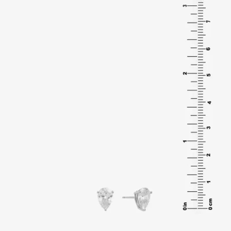 Silver Treasures Cubic Zirconia Sterling Silver 10.4mm Stud Earrings