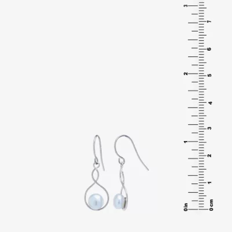 Silver Treasures Womens White Cultured Freshwater Pearl Sterling Silver Drop Earrings