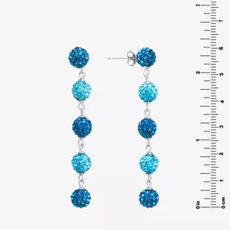 Sparkle Allure Womens Blue Crystal Pure Silver Over Brass Ball Drop Earrings