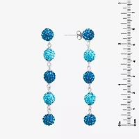 Sparkle Allure Womens Blue Crystal Pure Silver Over Brass Ball Drop Earrings