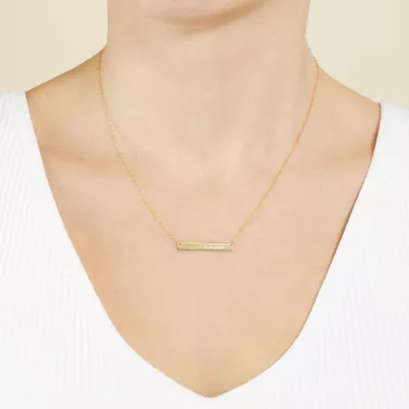 Silver Treasures Blessed Womens 14K Gold Over Silver Bar 16 Inch Pendant Necklace