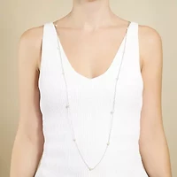 Silver Reflections Cultured Freshwater Pearl Pure Silver Over Brass 48 Inch Chain Necklace