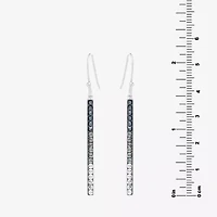 Sparkle Allure Pure Silver Over Brass Blue Crystal Rectangular Drop Earrings