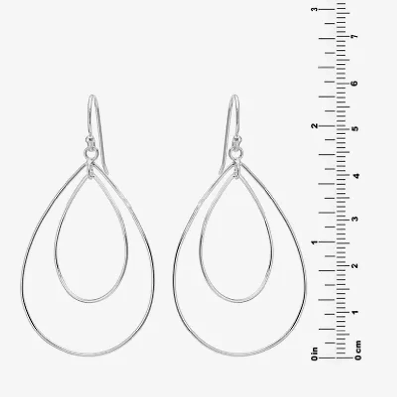 Silver Reflections Womens Pure Silver Over Brass Drop Earrings