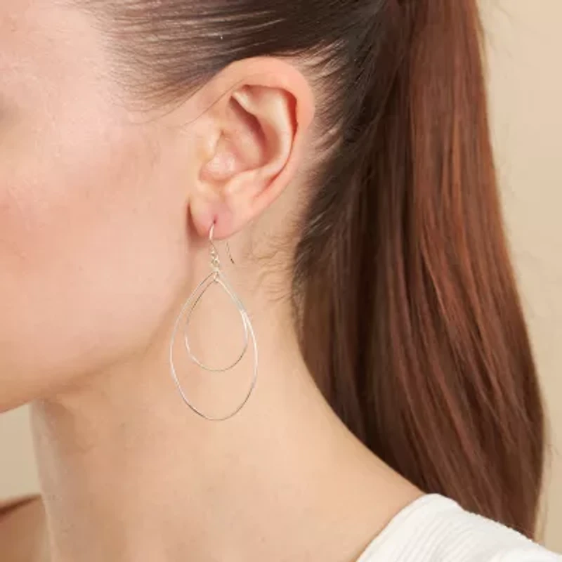 Silver Reflections Womens Pure Silver Over Brass Drop Earrings