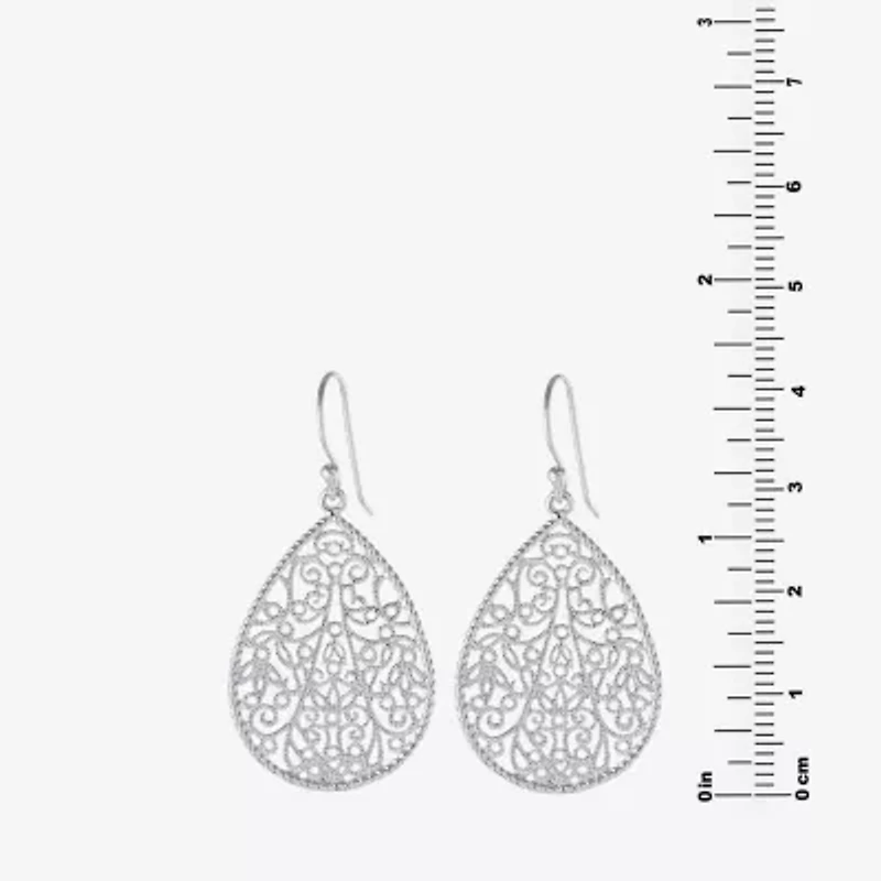 Silver Reflections Womens Pure Silver Over Brass Drop Earrings