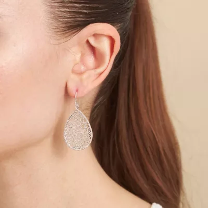 Silver Reflections Womens Pure Silver Over Brass Drop Earrings