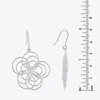 Silver Reflections Womens Pure Silver Over Brass Flower Drop Earrings