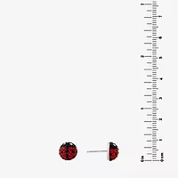 Silver Treasures Red Crystal Sterling Silver 9mm Round Stud Earrings