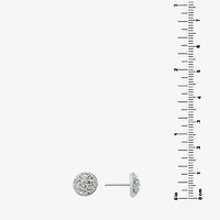 Silver Treasures Crystal Sterling 9mm Round Stud Earrings
