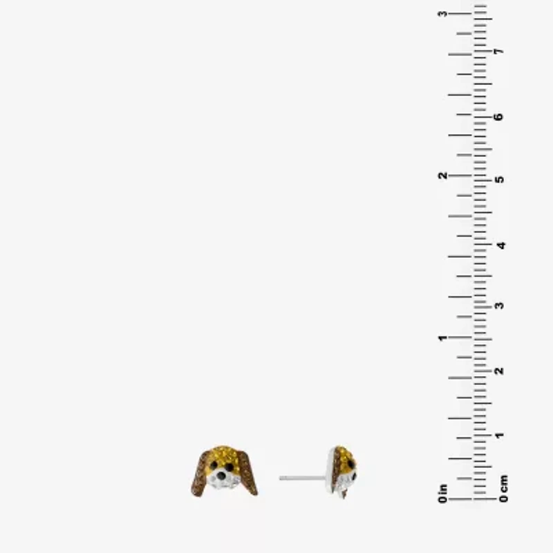 Silver Treasures Brown Crystal Sterling Silver 9.5mm Stud Earrings