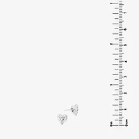 Silver Treasures Crystal Sterling 7.1mm Heart Stud Earrings