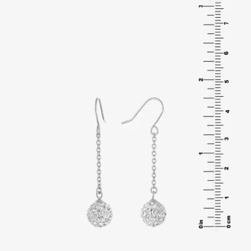 Silver Treasures Womens Crystal Sterling Silver Ball Drop Earrings