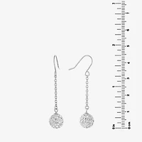 Silver Treasures Womens Crystal Sterling Silver Ball Drop Earrings