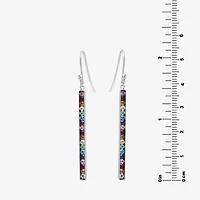 Sparkle Allure Pure Silver Over Brass Blue Crystal Rectangular Drop Earrings