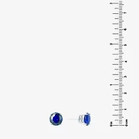 Silver Treasures Blue Cubic Zirconia Sterling Silver 7.1mm Stud Earrings