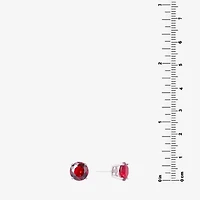 Silver Treasures Red Cubic Zirconia Sterling Silver 7.1mm Stud Earrings