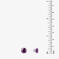 Silver Treasures Purple Cubic Zirconia Sterling Silver 7.1mm Stud Earrings