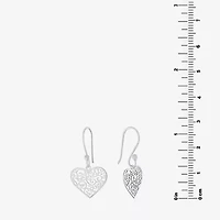 Silver Treasures Womens Sterling Silver Heart Drop Earrings