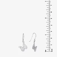 Silver Treasures Womens Sterling Silver Butterfly Drop Earrings
