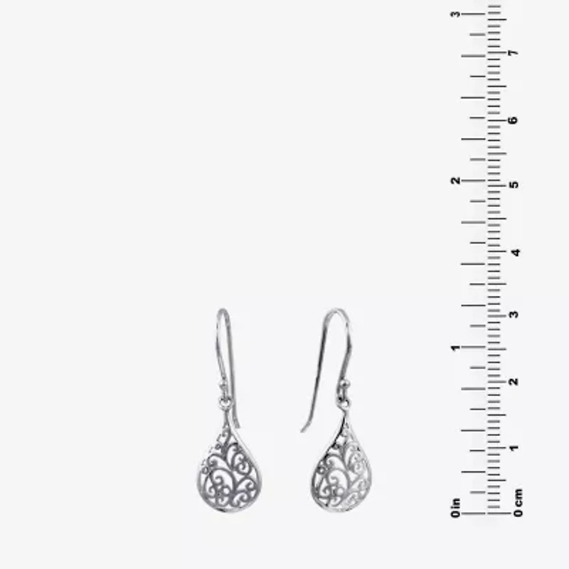 Silver Treasures Womens Sterling Silver Drop Earrings