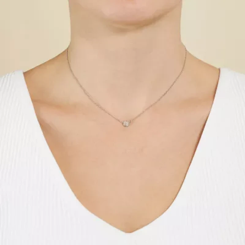 Silver Treasures Womens Cubic Zirconia Sterling Silver Round 14 Inch Choker Necklace