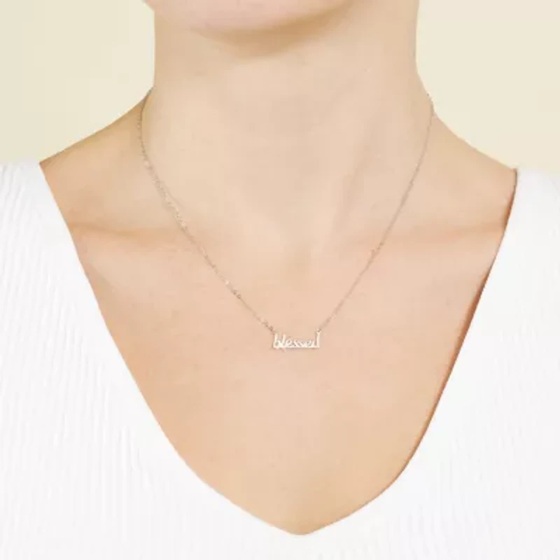 Silver Treasures Blessed Womens Sterling Silver 16 Inch Pendant Necklace