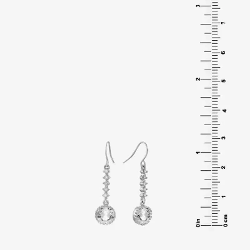 Sparkle Allure Womens Crystal Pure Silver Over Brass Drop Earrings