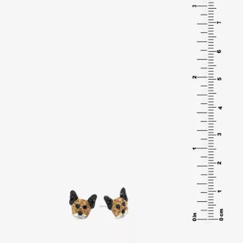Silver Treasures Dog Brown Crystal Sterling Silver 9.5mm Stud Earrings
