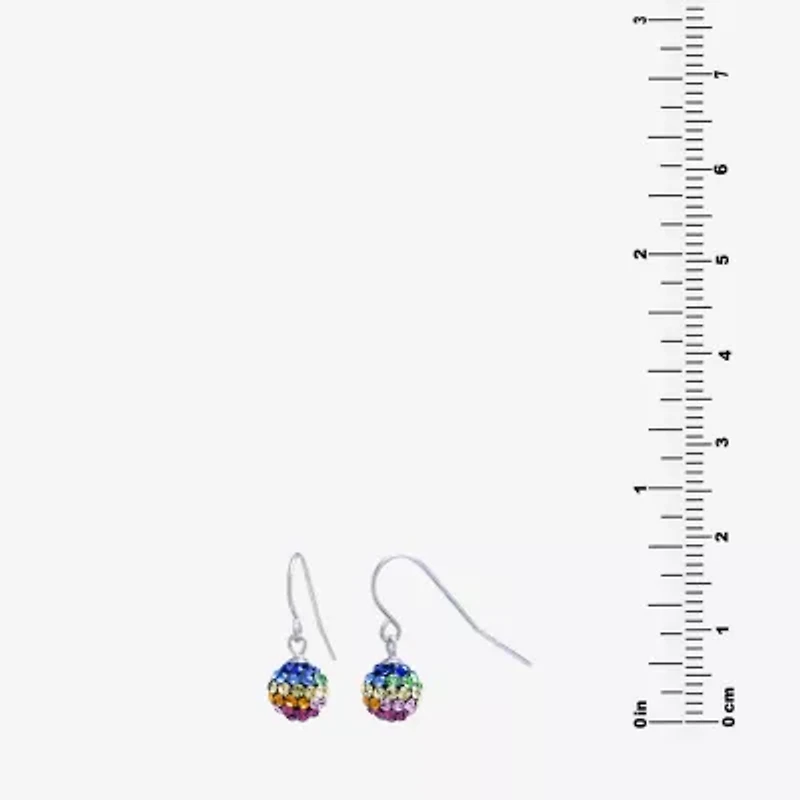 Silver Treasures Womens Multi Color Crystal Sterling Silver Ball Drop Earrings