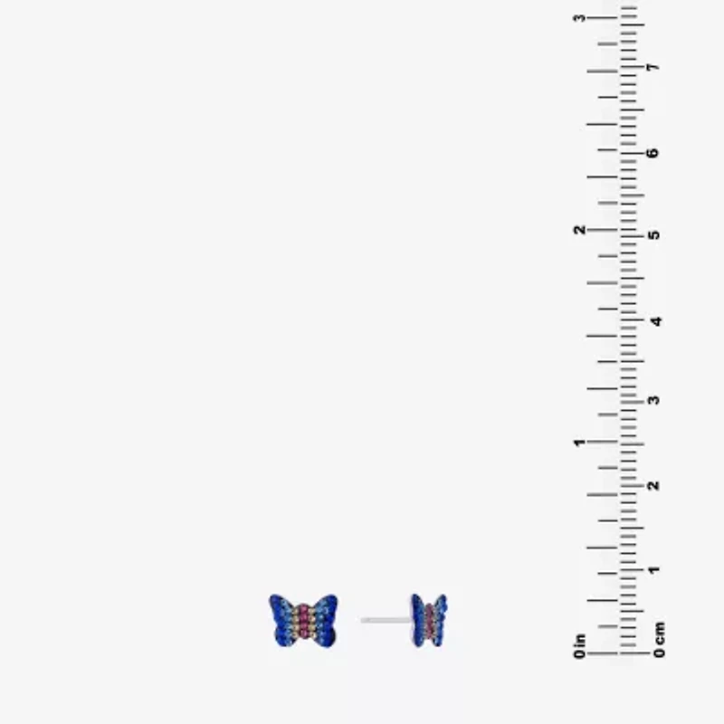 Silver Treasures Multi Color Crystal Sterling Silver 6.3mm Stud Earrings