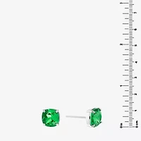 Sparkle Allure Pure Silver Over Brass Crystal Square Stud Earrings