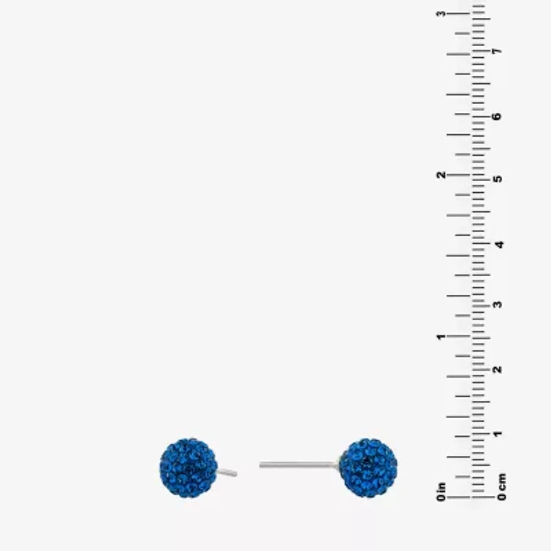 Silver Treasures Blue Crystal Sterling Silver 8mm Ball Stud Earrings