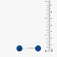 Silver Treasures Blue Crystal Sterling Silver 8mm Ball Stud Earrings