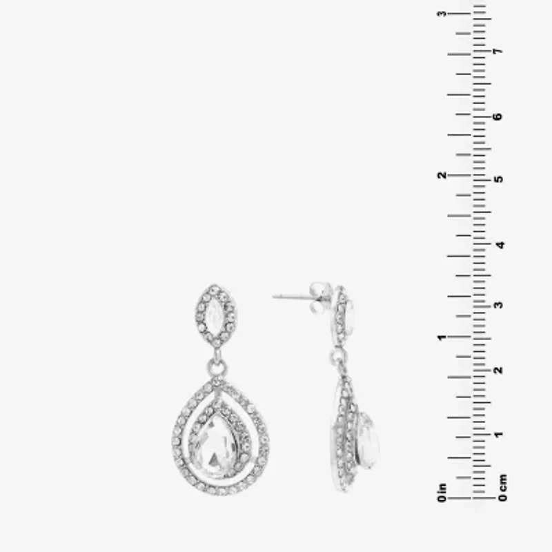 Sparkle Allure Womens Crystal Pure Silver Over Brass Drop Earrings